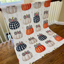 Load image into Gallery viewer, Blanket Halloween #31 - Bow Pumpkin - PREORDER ends 7/25