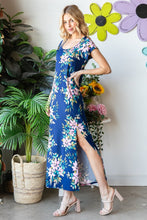 Load image into Gallery viewer, Heimish Full Size Floral Short Sleeve Slit Dress
