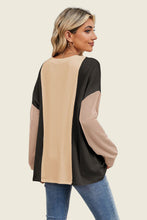 Load image into Gallery viewer, Double Take Texture Contrast Round Neck Long Sleeve T-Shirt