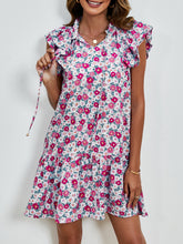 Load image into Gallery viewer, Tied Floral Cap Sleeve Mini Dress