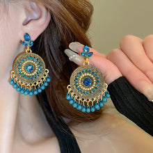 Load image into Gallery viewer, Rhinestone Alloy Bead Dangle Earrings