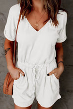 Load image into Gallery viewer, Full Size Drawstring V-Neck Short Sleeve Romper