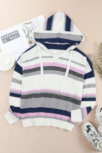 Load image into Gallery viewer, Plus Size Striped Long Sleeve Hooded Sweater