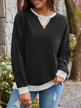 Load image into Gallery viewer, Contrast Round Neck Long Sleeve Sweatshirt