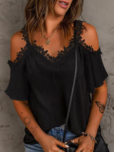 Load image into Gallery viewer, Lace Detail V-Neck Half Sleeve Blouse