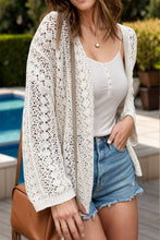 Load image into Gallery viewer, Openwork Open Front Dropped Shoulder Cardigan