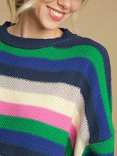 Load image into Gallery viewer, Contrast Striped Round Neck Long Sleeve Sweater