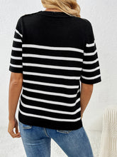 Load image into Gallery viewer, Striped Round Neck Half Sleeve Knit Top