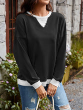 Load image into Gallery viewer, Contrast Round Neck Long Sleeve Sweatshirt