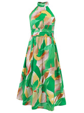 Load image into Gallery viewer, Ruched Printed Halter Neck Sleeveless Dress