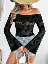 Load image into Gallery viewer, Off-Shoulder Flare Sleeve Lace Top