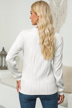 Load image into Gallery viewer, Textured Round Neck Long Sleeve Blouse