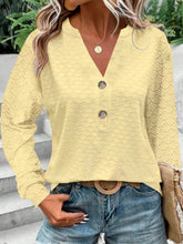Load image into Gallery viewer, Eyelet Notched Long Sleeve T-Shirt