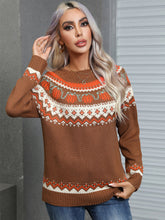Load image into Gallery viewer, Angel Wings Geometric Round Neck Long Sleeve Sweater