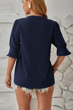 Load image into Gallery viewer, Notched Half Sleeve Blouse