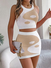 Load image into Gallery viewer, Round Neck Sleeveless Top and Skirt Knit Set