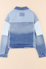 Load image into Gallery viewer, Distressed Button Up Drop Shoulder Denim Jacket