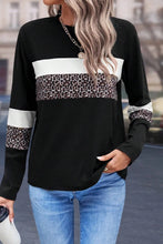 Load image into Gallery viewer, Leopard Round Neck Long Sleeve Blouse