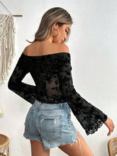 Load image into Gallery viewer, Off-Shoulder Flare Sleeve Lace Top