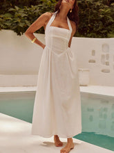 Load image into Gallery viewer, Devine Ruched Halter Neck Midi Dress