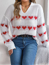 Load image into Gallery viewer, Heart Johnny Collar Long Sleeve Sweater