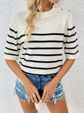 Load image into Gallery viewer, Striped Round Neck Half Sleeve Knit Top