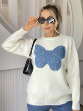 Load image into Gallery viewer, Butterfly Round Neck Long Sleeve Sweater