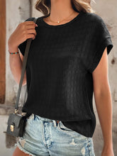 Load image into Gallery viewer, Textured Round Neck Short Sleeve Top