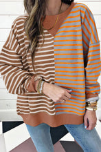 Load image into Gallery viewer, Contrast Stripes Round Neck Long Sleeve Sweatshirt