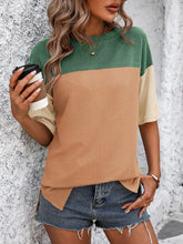 Load image into Gallery viewer, Color Block Round Neck Half Sleeve T-Shirt