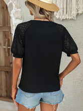 Load image into Gallery viewer, Round Neck Lace Patchwork Half Sleeve T-Shirt