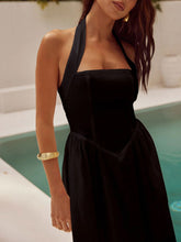 Load image into Gallery viewer, Devine Ruched Halter Neck Midi Dress