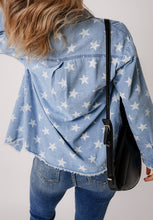 Load image into Gallery viewer, Raw Hem Star Collared Neck Denim Top