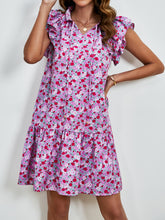 Load image into Gallery viewer, Tied Floral Cap Sleeve Mini Dress