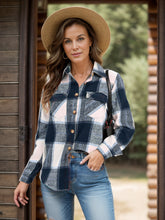 Load image into Gallery viewer, Full Size Pocketed Plaid Collared Neck Shacket