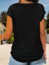 Load image into Gallery viewer, Full Size Half Zip Cap Sleeve T-Shirt