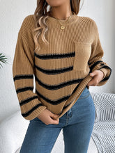 Load image into Gallery viewer, Striped Round Neck Long Sleeve Sweater