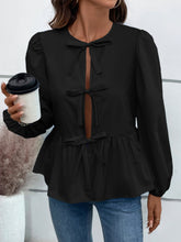 Load image into Gallery viewer, Ivy Lane Peplum Tied Long Sleeve Blouse