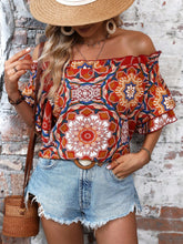 Load image into Gallery viewer, Printed Off-Shoulder Half Sleeve Blouse
