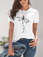 Load image into Gallery viewer, Dragonfly Graphic Round Neck Short Sleeve T-Shirt