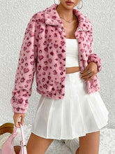 Load image into Gallery viewer, Leopard Zip Up Long Sleeve Furry Jacket
