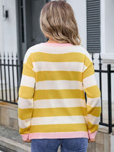 Load image into Gallery viewer, Striped Round Neck Dropped Shoulder Sweater