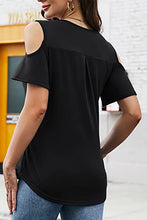 Load image into Gallery viewer, Full Size Half Zip Cold Shoulder Top