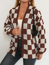Load image into Gallery viewer, Checkered Open Front Long Sleeve Cardigan