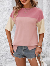 Load image into Gallery viewer, Color Block Round Neck Half Sleeve T-Shirt