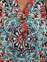 Load image into Gallery viewer, Full Size Printed Notched Short Sleeve Blouse