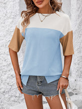 Load image into Gallery viewer, Color Block Round Neck Half Sleeve T-Shirt