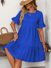 Load image into Gallery viewer, Mandy Ruffled Ruched Round Neck Half Sleeve Dress