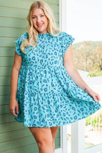 Load image into Gallery viewer, Plus Size Ruffled Leopard Cap Sleeve Mini Dress