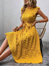 Load image into Gallery viewer, Tied Ruffled Cap Sleeve Midi Dress